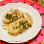 Pavo relleno de almendras, espinacas y queso azul